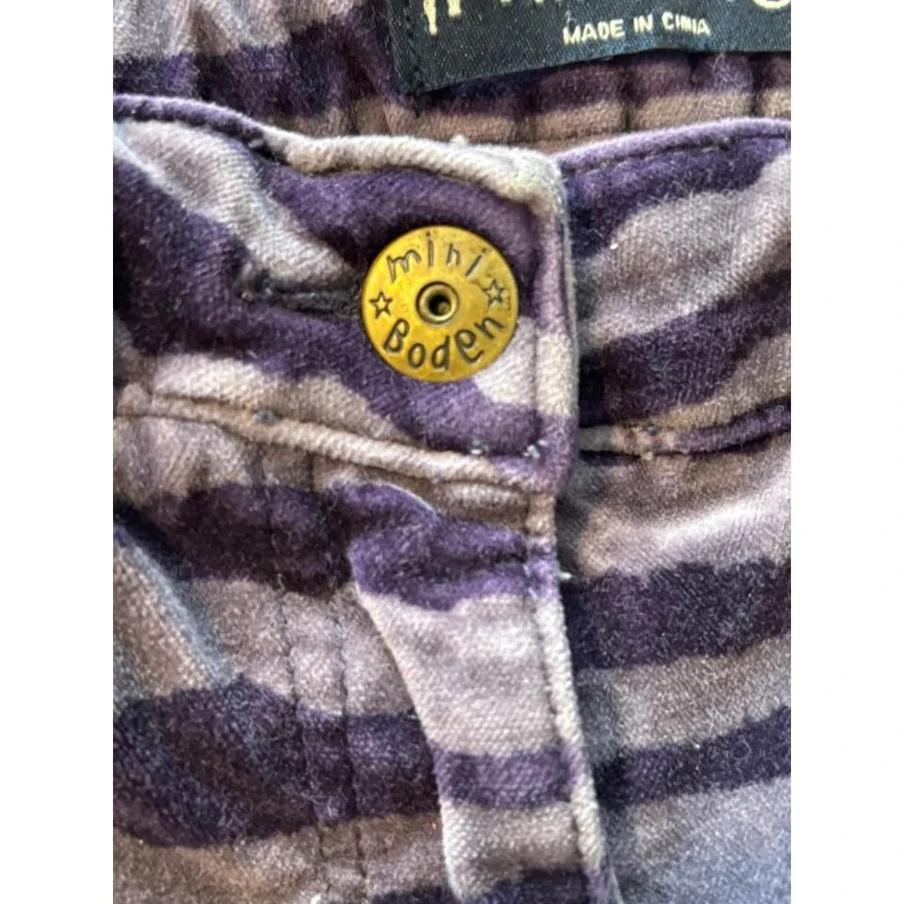 Mini Boden Girls size 8 Purple Black Velvet Zebra Print Pants Stretch